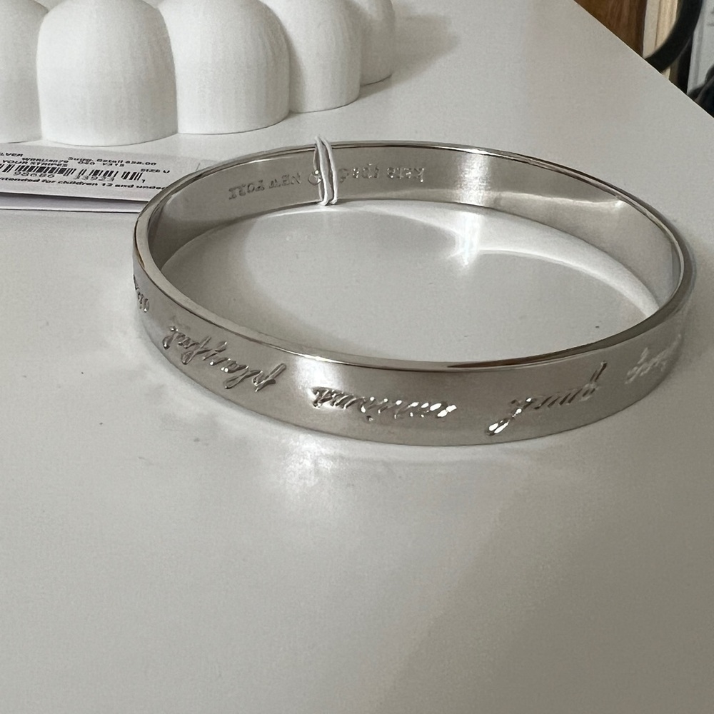 Brand New Kate Spade Silver Engraved Bangle Bracelet